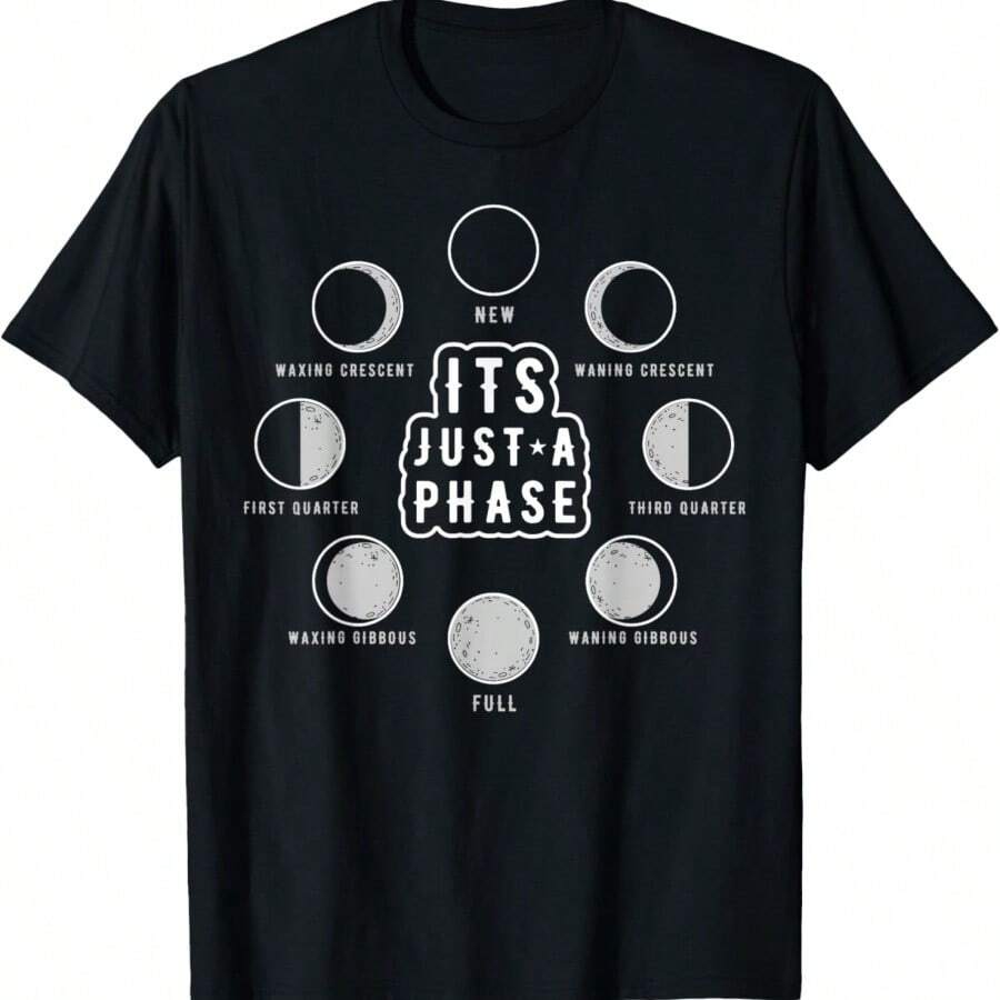 It's Just A Phase Planet Solar System Universe Outer Space T-Shirt - 黑色 - 查看 1