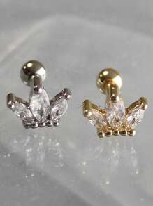 1 pieza de arete popular de doble hélice del cartílago de la corona de Circonita cúbica de acero inoxidable 316L, joyería de moda de mujer