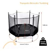 Trampolín Brincolín Tumbling Niños Infantil Red De Seguridad Lona De Salto Negro Cobertor De Resortes Negro - color oscuro - Ver 2
