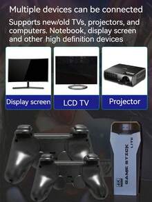 1 Set Home Game Console, 1 Dual-Player Independent Game Console Connected To TV, 1 New Cartridge-Type FC Game Box, 1 Red And White Wireless Controller, 1 HD Interactive Game Console (With 30,000 Games), 1 GBA Emulator, And 1 Arcade Game - Black - View 7