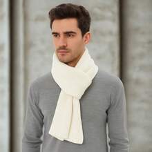 Men's Cozy Winter Knit Wool Scarf - Creme - View 1
