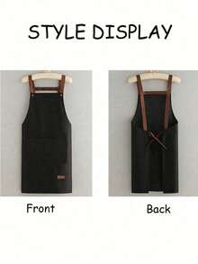 1pc Customized Black Kitchen Cooking Apron, Modern Polyester Oil-Proof Apron, Black Kitchen Apron, Polyester Apron For Garden, Kitchen And Housework Perfect For Home, Restaurant, And Kitchen Cooking