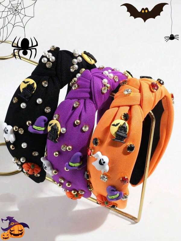 1 Stück Modische einzigartige Geist-Kürbis-Hexe Haarband für Damen, geeignet für Halloween und den täglichen Gebrauch, Haarband, Make-up, Haarreifen, Haraccessoires, Festivalzubehör, Haarband für Frauen, Schönheits-Accessoire Geschenke für Zuhause, Halloween Kostüme Urlaubsartikel