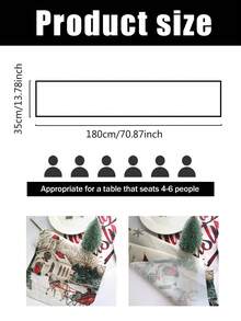 1 pièce Nappe thème de Noël, 35x180cm, thème de Noël vintage, motif d'église enneigée, thème des fêtes de Noël pour décoration de table à manger, convient pour les restaurants, les salons, les rassemblements familiaux de Noël, tissu d'hiver.
