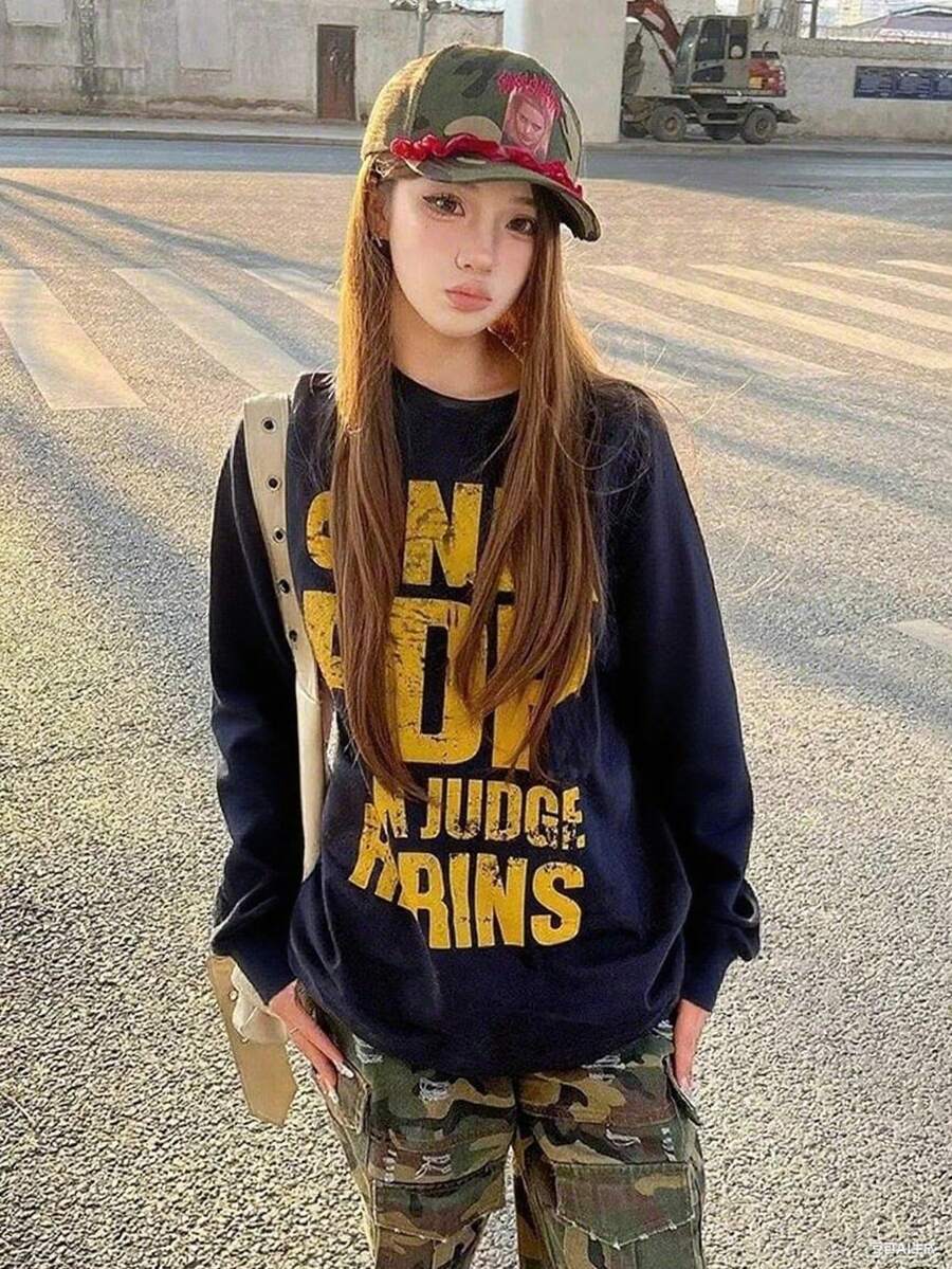 New For Autumn/Winter Cute Casual Print All-Match Long Sleeve T-Shirt Ladies Tops