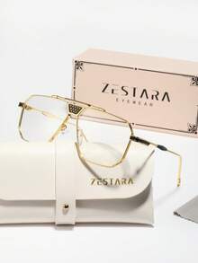 1 副男士金属框架平顶时尚眼镜，优雅高端百搭时尚眼镜，适合滑板、湖边散步、公园 - 彩色 - 查看 14