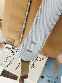 Capybara水豚背包新款可爱个性书包百搭休闲大容量学生背包 - 棕色 - 查看 6