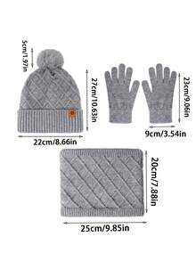 مجموعة قبعة وشاح وقفازات محبوكة مزدوجة الطبقة مبطنة بالحرارة للنساء، للاستخدام الخارجي والدراجات، قبعة محبوكة لتدفئة الرأس في فصل الشتاء، 3 قطع/مجموعة