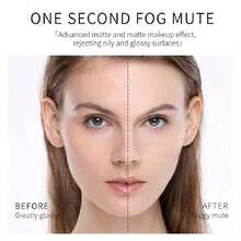 Polvo de molienda de lavanda con nubes blancas y cielo azul con esponja, polvo traslúcido mate y congelado para iluminar en un segundo.