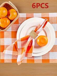 2/6/12 piezas Servilletas de poliéster a cuadros modernos de Halloween y Navidad, adecuadas para restaurante, cocina, cafetería, fiesta festiva, decoración de mesa de comedor, decoración del hogar diaria