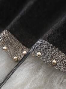 1pc Women Black Solid Faux Pearl Beaded Mulberry Silk & Wool Blend Warm Shawl, Elegant Pearl Double Row Scarf Suitable For Men/Women, Spring/Summer Travel Sun Protection, Autumn/Winter Warm Shawl Decor Accessory, Gift For Friends And Family - Black - View 5