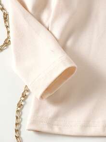 2 件套幼儿女童可爱时尚长袖上衣 + 围兜连衣裙套装，轻便，适合春秋季 - 杏色 - 查看 8