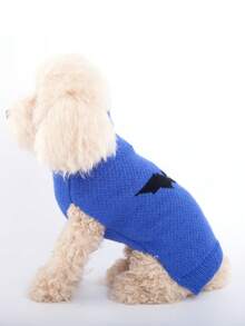 1pc Pet Cat & Dog Pullover Sweater, Halloween Bat Pattern Jacquard Knit Thick Sweater For Small/Medium Dogs, Fashionable Design For Pet Lovers