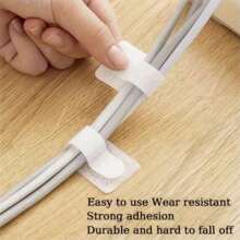 20 Pieces Durable Nylon Self-Adhesive Cable Ties - White And Black, Reusable And Versatile For Home And Office Wire Management, Flexible Cable Organizer For Computers, Desktops, Cable Organizers