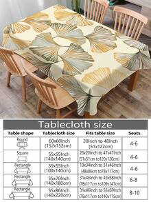 1pc Ginkgo Leaf Printed Tablecloth, Modern Polyester Rectangular/Round Waterproof Tablecloth, Digital Printing Suitable For Living Room, Outdoor Dining Table, Small Round Table - Multicolor a - View 4