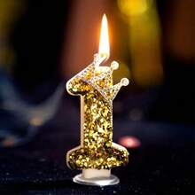 1 套 0-9 金色水钻皇冠装饰数字生日蜡烛，DIY 手工生日蛋糕装饰，派对氛围用品，浪漫派对用品，生日蜡烛，适用于生日派对、毕业派对、主题派对 - 金色皇冠 - 查看 11