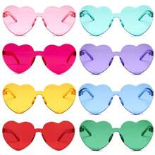 1 Pieza/6 Pares/8 Pares de Gafas con forma de corazón, Gafas de moda sin marco con forma de corazón para mujer, de colores neón, gafas con forma de corazón, gafas hippie con forma de corazón, gafas de disfraz vintage, colores mágicos, gafas de fiesta, gafas de disfraz vintage, set de regalo de caja de gafas transparentes de colores con forma de corazón para fiestas