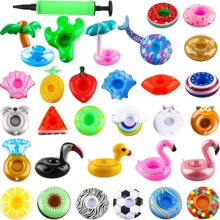 30 Pack Inflatable Drink Holders Pool Cup Coasters Drinking Cup Holder Float With Air Pump For Swimming Pool Beach Holiday Party Favors