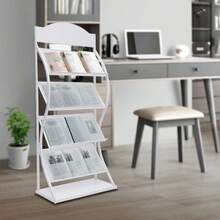 Floor-Standing Magazine Rack Information Rack Storage Rack Newspaper Rack Display Rack Manual Book Rack Single Page Simple Iron - White - View 11