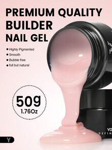 YOKEFELLOW 50g Builder Nail Gel For Nail Extension & Strengthening, Jelly Pink Builder Gel Soak Off UV LED Long Lasting Thickening Gel, Ideal For Salon Use & Holiday Gifts For Women Girls NEW YMH03 Nails - Pink - View 3