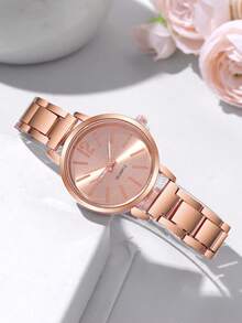 1 buc. Ceas de mână pentru fete, curea din oțel de culoare aurie, cifre romane, cadran mic, mic și romantic, potrivit pentru decor zilnic, naveta zilnică, prima alegere de cadou pentru ea, potrivit pentru cadou de sărbători și ca un cadou suvenir.