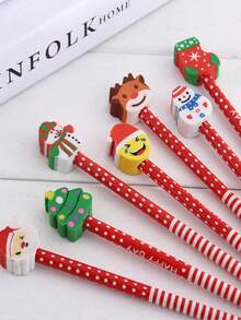 52 Stück Weihnachts-Cartoon-Bleistifte mit Radiergummis, Preisgeschenke Zeichenstifte, kreative Schreibwaren, Skizzen für Studenten, Zeichenstifte, HB-Stifte zum Schreiben lernen für die Schulanfang, kreative Schülerbedarfe, Büroartikel für Lehrer, geeignet als Urlaubsgeschenke (zufällige Stile) - Verschiedenfarbig - Übersicht 9