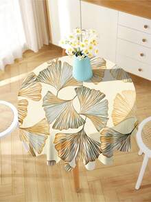 1pc Ginkgo Leaf Printed Tablecloth, Modern Polyester Rectangular/Round Waterproof Tablecloth, Digital Printing Suitable For Living Room, Outdoor Dining Table, Small Round Table - Multicolor a - View 9