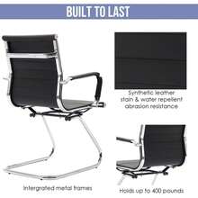 WAHSON OFFICE CHAIRS 2PCS PU Leather Office Chair Metal Frame Conference Chair For Meeting Room/Reception Area - 黑色 - 查看 6