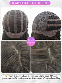 1 件合成耐热卷曲棕色假发，中分，由日常使用的纤维制成，自然逼真的假发（不含配件） - 棕色 - 查看 6