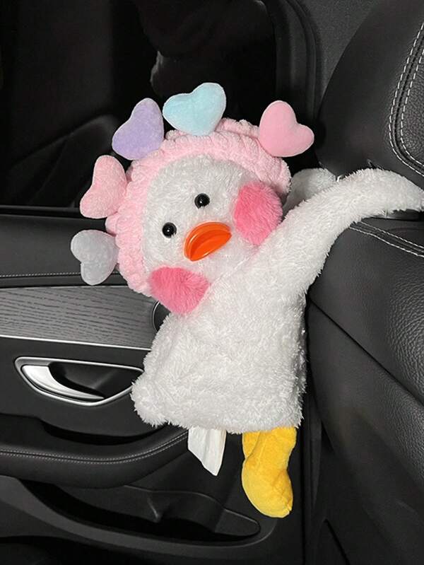 1pc Plush Duck Car Tissue Box Holder