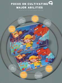 1/4/5/8件套卡通动物恐龙旅行工具鱼拼图玩具，蓝/粉色木制玩具，复活节礼物，派对礼品袋填充物，圣诞节袜填充物，减压玩具，派对小礼物 - 彩色 - 查看 9