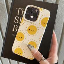 1 pieza Funda de teléfono con material TPU, diseño lindo de pequeño sol cálido, compatible con iPhone/teléfonos - Blanco - Ver 3