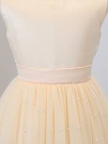 优雅香槟金花童礼服，饰有珍珠蝴蝶结，公主风，适合婚礼、舞会、毕业典礼、生日派对、圣诞节等场合。 - 香檳色 - 查看 9