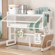 3-Tier Over Sink Dish Drying Rack With Cabinet Door, Multifunctional Kitchen Sink Storage Organizer Rack, Countertop Drainer Holder For Bowls, Cups, Dishes And Utensils - Multicolor - View 11