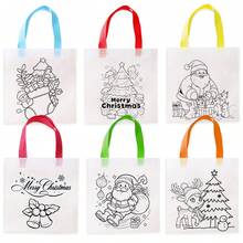 6/12/36 piezas Bolsas de regalo para colorear con temática navideña, incluye Papá Noel, renos y otros patrones divertidos, manualidades de pintura y coloreo, bolsas de obsequio, regalos de Navidad, decoraciones navideñas (no incluye bolígrafos de colores)