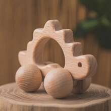 Coche de juguete de madera con empuje y tracción de 4 ruedas, formas de animales lindas, entrenamiento de habilidades motoras finas para niños y niñas pequeños, modelo de coche de juguete de material de madera, de vuelta a la escuela