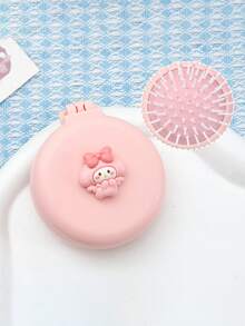 Sanrio 1/2 件 's   迷你发刷带化妆镜便携式折叠梳子适合旅行和日常使用（某些部件可能是随机的）