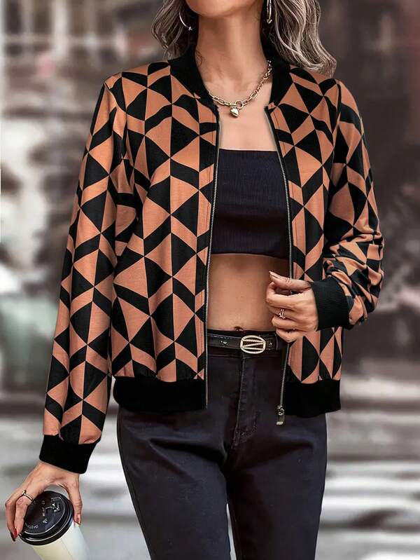 Damen Bomberjacke mit Reißverschluss, Zebra-Muster Design, Langarm, ideal für Lässig & Streetwear, Must-Have Herbstoberbekleidung, stilvoller Herbstmantel, Lässig Herbstkleidung für Damen, modische Bürooutfits für Frauen