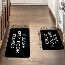 1Pc Black Door Mat With Interesting Letters Print Pattern, Classic Rectangle Quick-Drying Absorbent Polyester Carpet, Suitable For Indoor Outdoor Home Bedroom Bathroom Kitchen And Dining Room Decoration, Four Season Used Good For Gifts Party Supply Festival Holiday Courtyard Decor