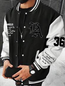 洛杉矶36号棒球队男女通用长袖夹克 - 超柔软面料，极致舒适，保暖性能可靠，适合寒冷天气，价格实惠，秋冬季必备 - 黑色 - 查看 1