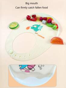 1 件婴儿硅胶围兜，超大开口，可调节，轻便，可爱动物图案，不脏手，易于清洁，适合日常喂奶 - 彩色 - 查看 7