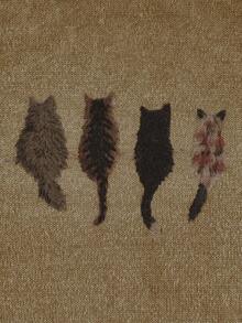 Cat Print Loose Fit Crew Neck Casual Sweater Fall - Brown - View 9