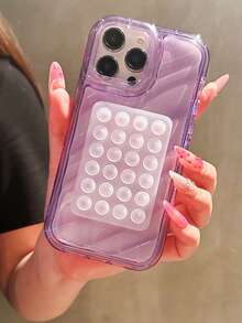 Silicone Suction Cup Style Shockproof Fashion 2pcs Purple Wavy Texture Rectangular Jelly Suction Cup Holder Phone Case Compatible With IPhone 16 Pro Max/16 Pro/16/15 Pro/15/14 Pro Max/14 Pro/14/13 Pro Max/13 Pro/13/12/11, XR Waterproof Anti-Fall Scratch Resistant Spring Gift Easter - Multicolor - View 2