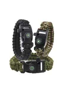 Adjustable Emergency Survival Bracelet With Whistle And Compass, Survival Kit For Camping, Outdoor Travel, Hiking
