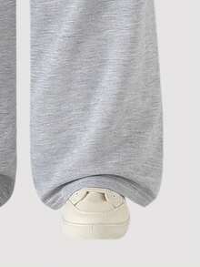 2pcs/Set Girls Wide Leg Pants, Fashion Versatile Solid Color Minimalist Style, Black & Grey, Loose Fit, Long Pants, Autumn 2025 - Multicolor - View 6