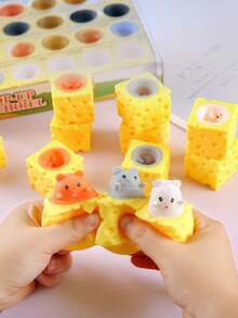 1/4个可爱卡通奶酪老鼠挤压玩具,趣味恶作剧礼物,适合儿童和青少年,减压玩具,可爱小物件,旅行玩具,自闭症教育玩具,感恩节礼物,趣味新奇玩具,儿童玩具,可爱礼物,生日礼物,复活节礼物,万圣节礼物,圣诞节礼物,复活节篮子填充物 - 彩色 - 查看 4