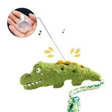 1 pieza Muñeco de peluche de cocodrilo con sonido para mascotas, muñeco de cuerda para morder, muñeco de peluche con chillido para gatos y perros, muñeco antiestrés para mascotas adecuado para la diversión diaria de todos los gatos y perros