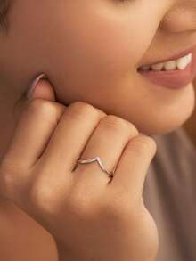 1pc Minimalist Mountain-Shaped Ring, Pure Silver Women's Casual Ring, Exquisite Jewelry, Party/Birthday Gift, Date Essential - Ring - View 6