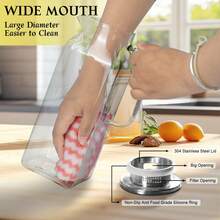 2L Glass Pitcher, Square Glass Carafe With Stainless Steel Lid, 68 Oz Carafe For Water, Juice, Iced Tea, Coffee - Clear - View 5