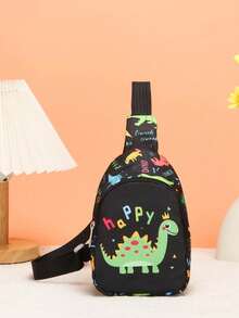 1 pieza Mini bolso de pecho/bandolera/monedero lindo de cierre con cremallera de nailon con diseños de unicornio/sirena/dinosaurio/espacio, adecuado para uso diario - Bolso de pecho con estampado de dibujos animados - Ver 20